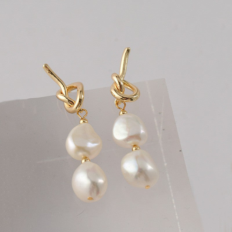 Wholesale Freshwater Pearl Back Hanging 925 Silver Needle Alloy Earrings